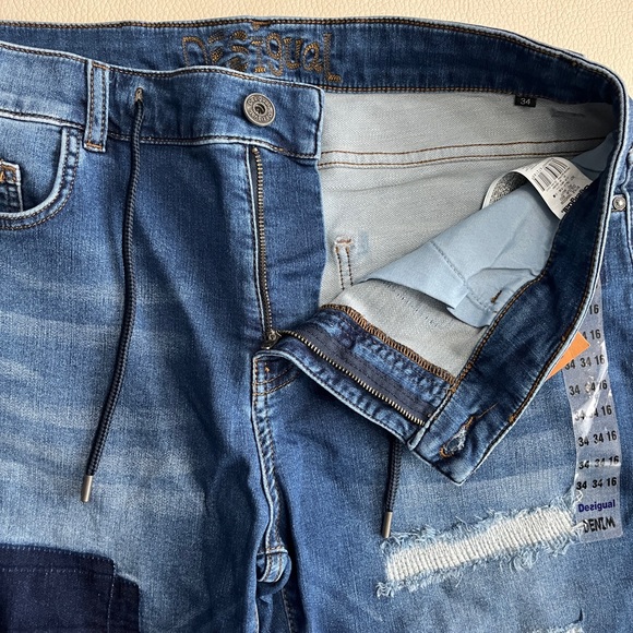 NWT - Desigual Men’s Ripped Washed Denim Jogger Short - Size 34 - Picture 6 of 11